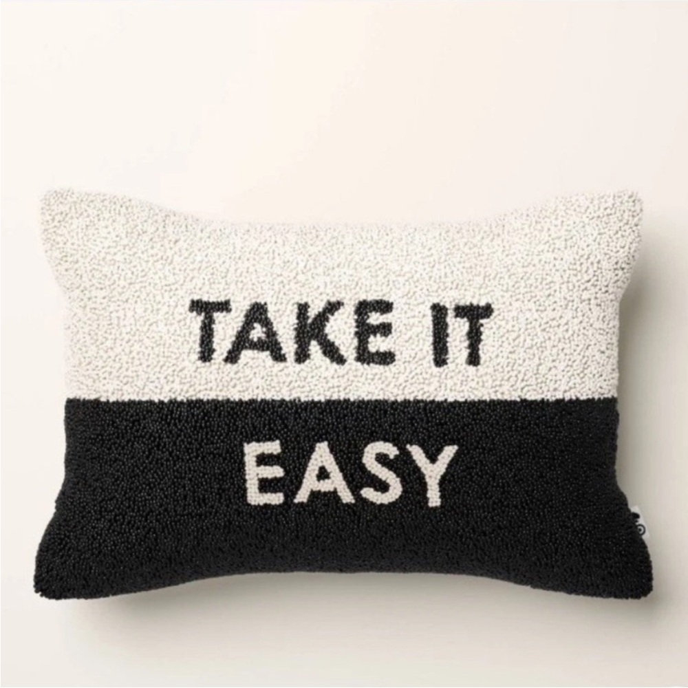 Kate Spade x Target Beaded Lumbar Throw Pillow Black/White Take it Easy NWT
